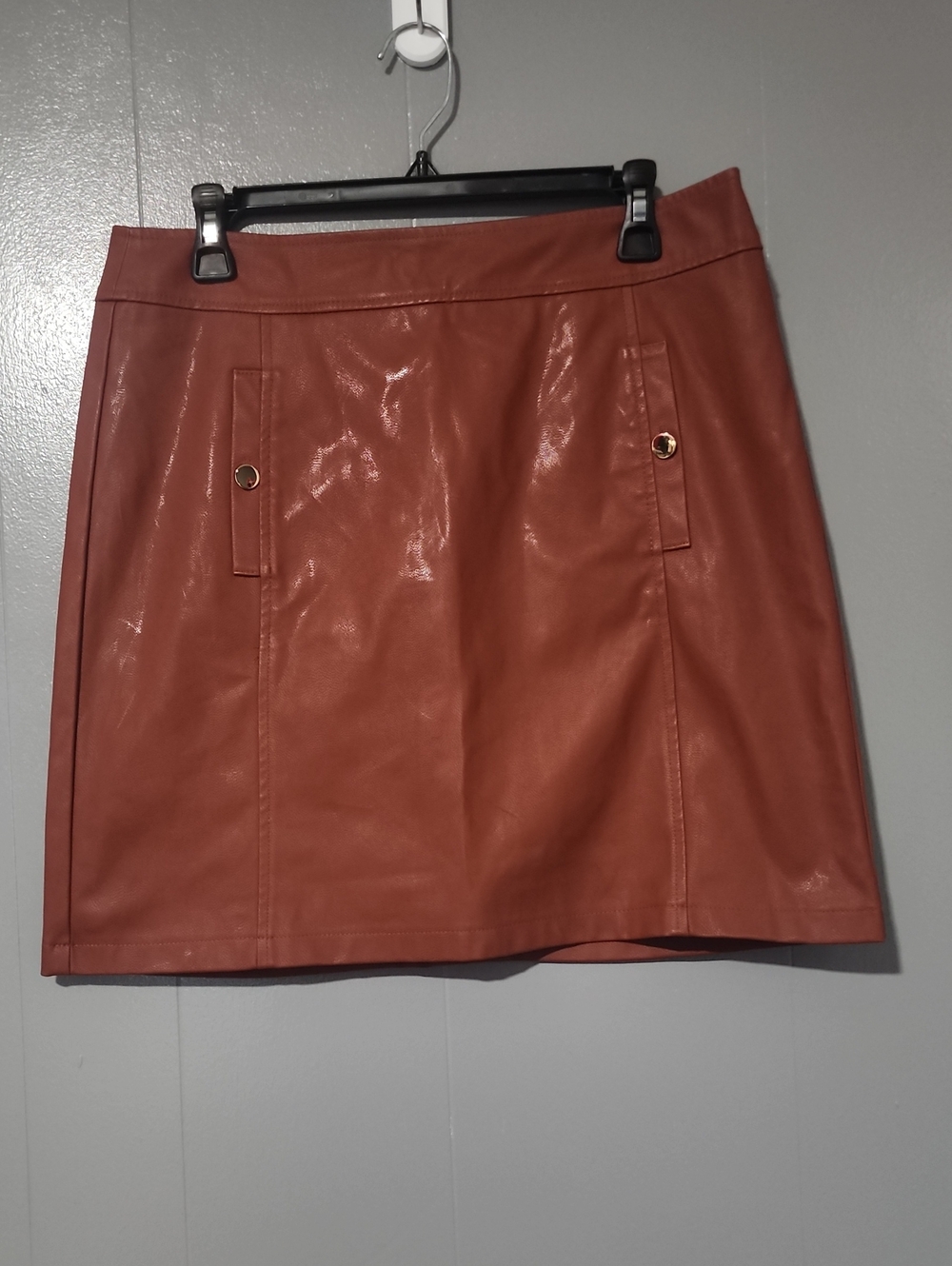 LOFT Faux Leather Mini Skirt in Warm Rust